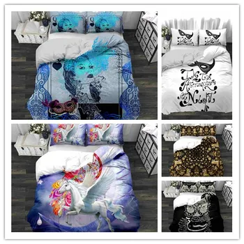 

Colorful White horse and Black Skull printing Bedding set Bed twin bed sets Home Textile bed linen