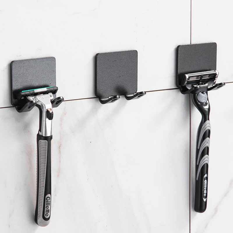2 Pcs Punch Free Razor Holder Storage Hook Wall Men Shaving Shaver