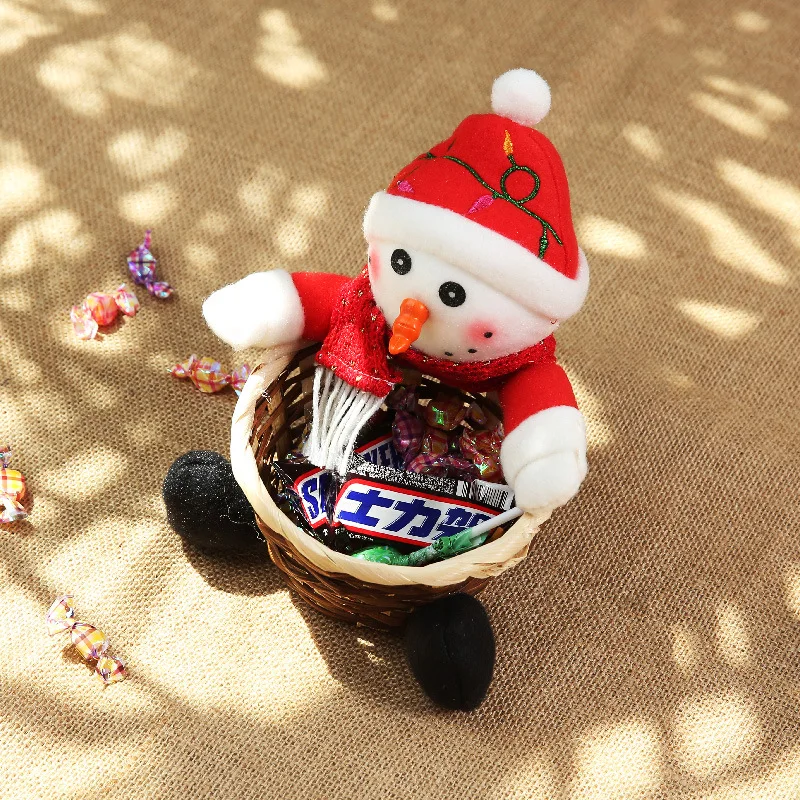 Navidad плетеная корзина для хранения конфет Санта Клаус сумка для конфет Рождественский подарок корзины рождественские украшения для кухни Вечерние - Цвет: S-snowmen