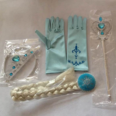 Frozen Aisha Princess Anna Jewelry Blue Set Crown Magic Wand Gloves Wig Scorpion Birthday Party Friends Children Decoration