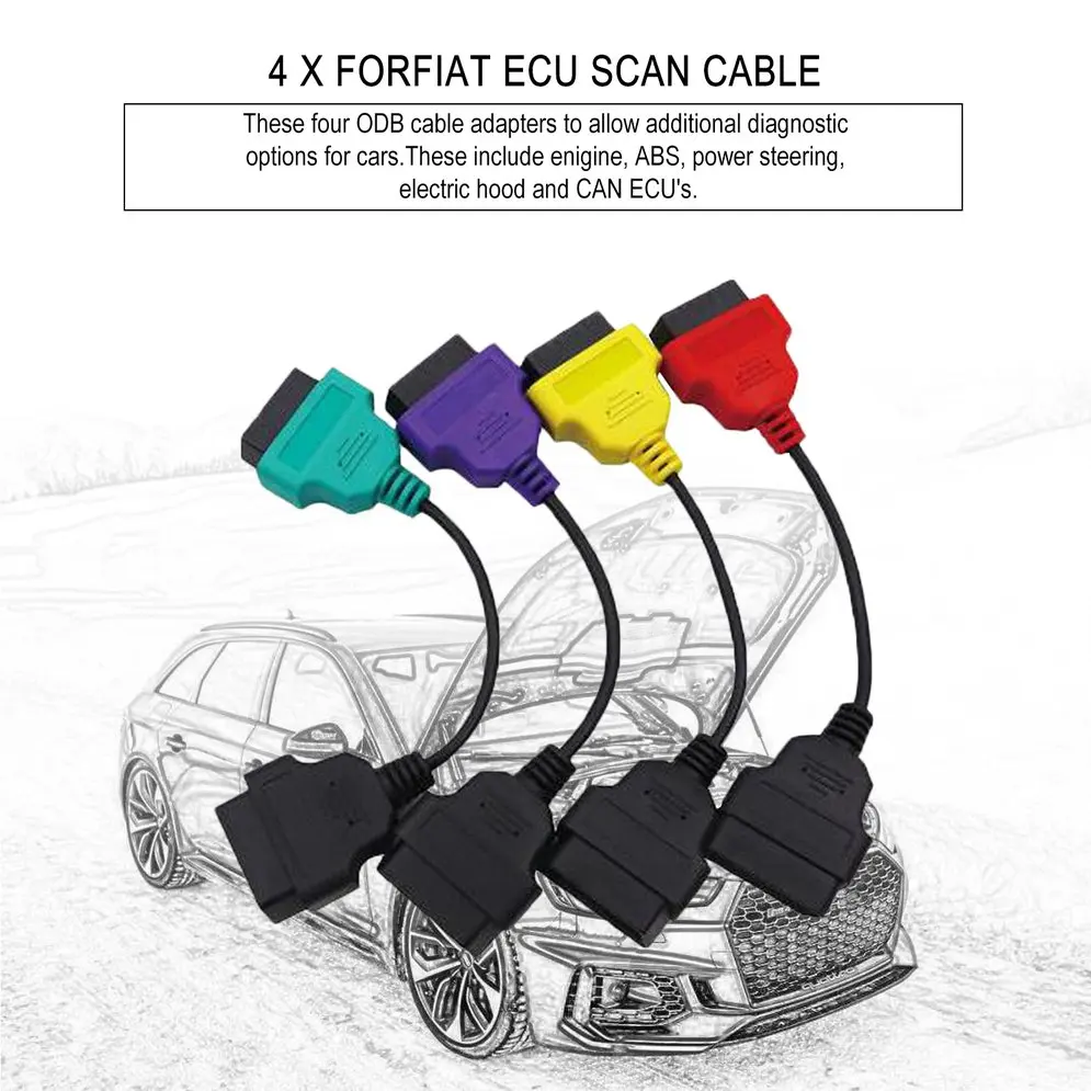 4 шт. OBD2 для Fiat ECU сканирования диагностические кабели MultiECUScan адаптер Комплект