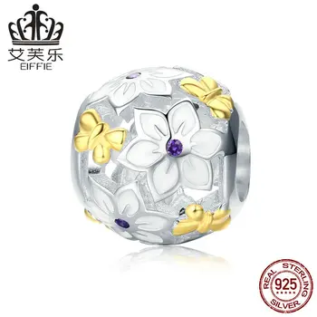 

Flower and butterfly heart Diy 925 silver original letter beads for jewelry making Fit pandora charms bracelet