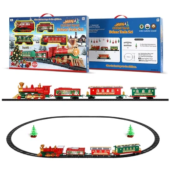 

lectric Train Christmas Toy Model Train Railway Set Christmas Train for Children Electric Train with Music Light Christmas Gift