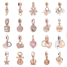 PDB DZ 08 серебро и розовое золото Подвески традиционная корона Сердце Любви руководство ожерелье Шарм для оригинального браслета