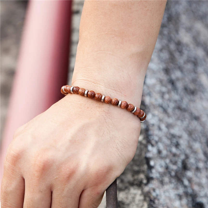 6mm Tiger Eye Beads Strand Bracelets Men Women Charm Stainless steel Chain Colorful Natural Stone Bracelet Male Jewelry Gift bracelet jewelry