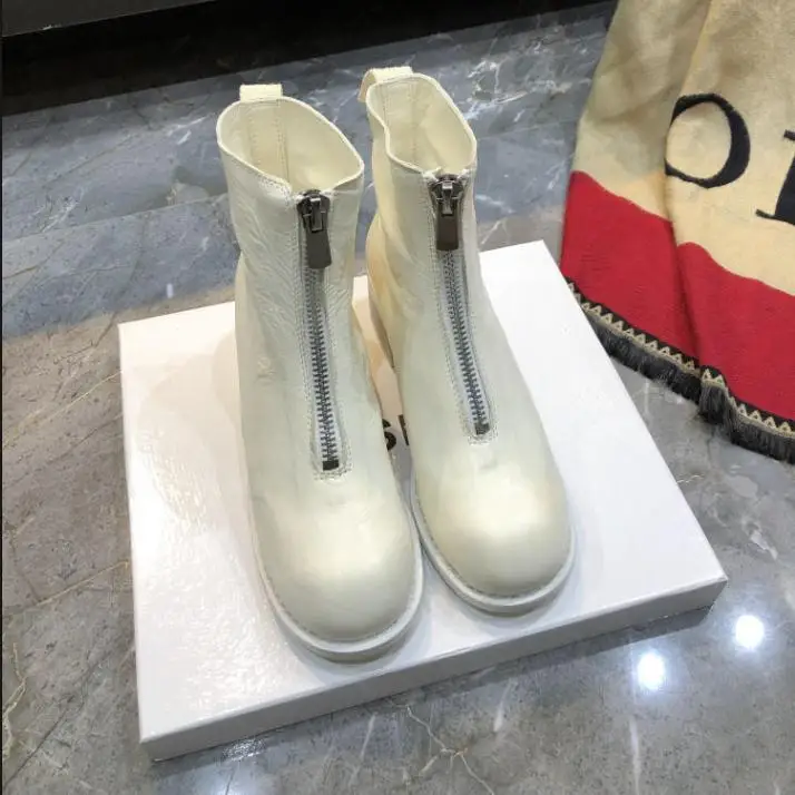 As Pic Ботинки в стиле ретро; женская повседневная обувь на молнии; Botas Mujer; Bota Feminina; кожаная обувь; женская обувь до середины икры; Botines Mujer; коллекция года; модная обувь; zapatos De Mujer - Цвет: As Pic