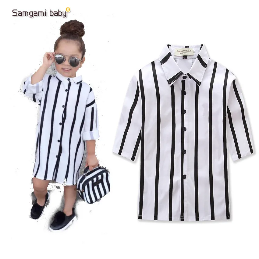 Samgamibaby/детская одежда; сезон осень; Новые товары; INS; Лидер продаж; красивая черно-белая рубашка для девочек; Jian; 17818