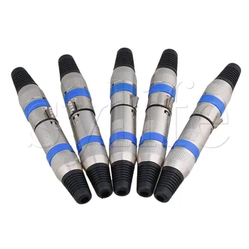 

5 Pairs XLR 3 Pin Female MIC Jack Plug Audio Microphone Cable Connector Blue