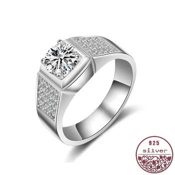 

925 sterling silver ring male domineering 18K platinum diamond ring male wedding ring domestic and foreign natural stone jewelry