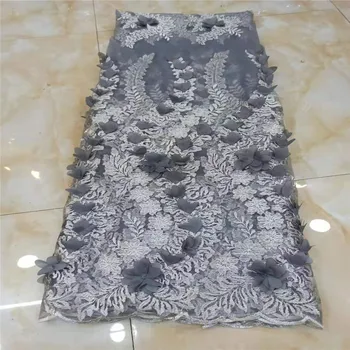 

Tulle lace fabrics 5 yards 3D handmade flowers lace fabric high quality african lace fabric nigerian laces fabrics for wedding