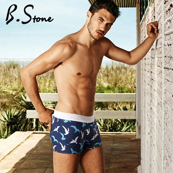 

4 Pieces/bag Men Underwear Boxers Ocean Wind Cotton Sexy Men Boxer Underwear Striped Wave Print Mens Shorts Boxer Panties Cuecas