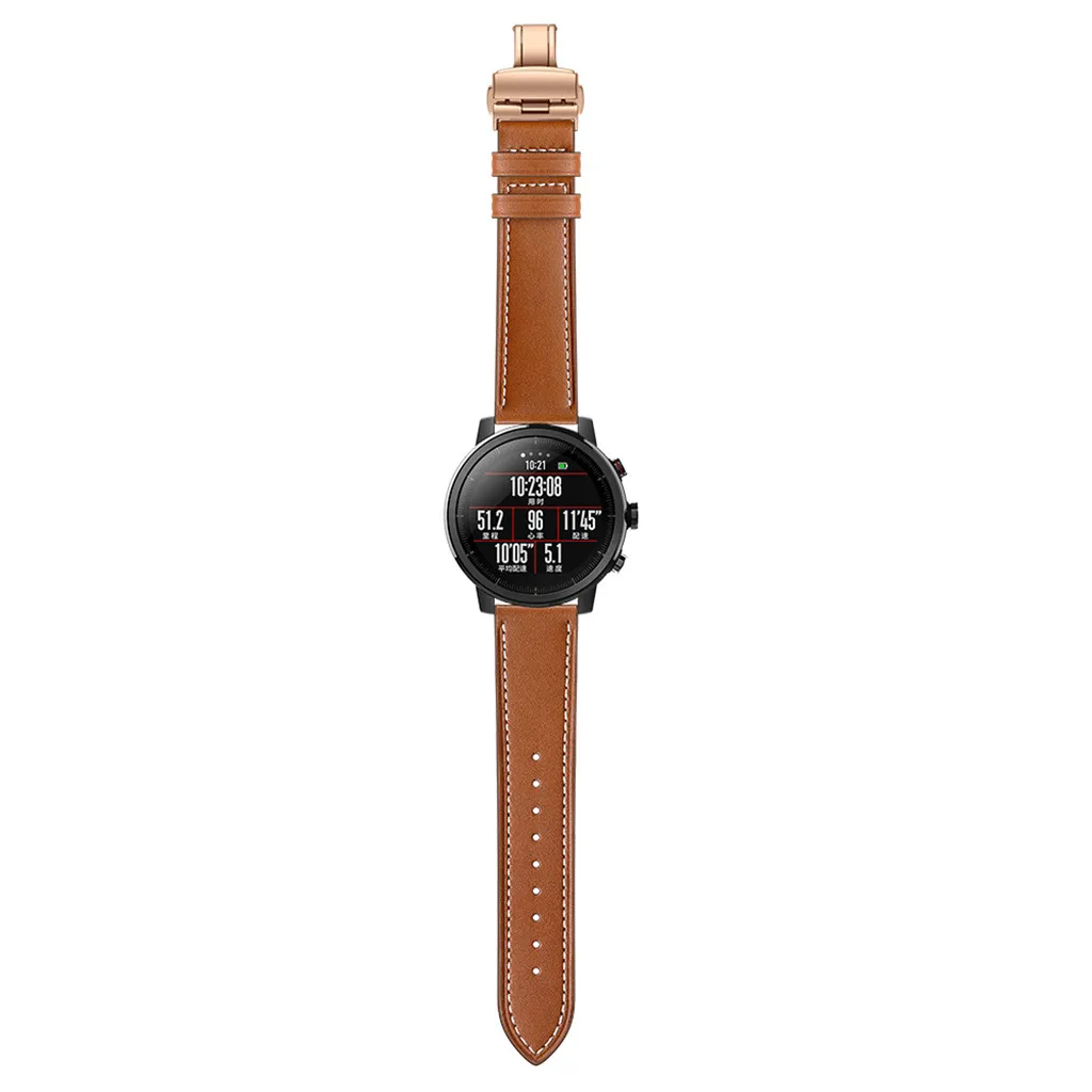 Кожаный браслет для Xiaomi Huami AMAZFIT 2/2S Stratos, модный ремешок, стальной ремешок с пряжкой, браслет на запястье