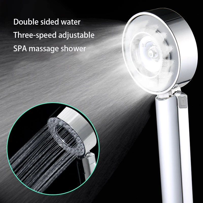 Двухсторонняя двойная функция насадка для душа водосберегающая круглая ABS хром бустер Ванна Душ высокого давления ручной душ