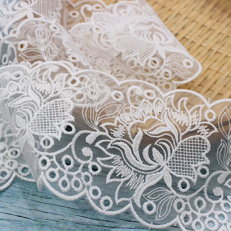 

5 Yards/bag New Product Milk Silk Big Rose Bilateral Wave DIY Clothing Curtain Lace Accessories 8CM