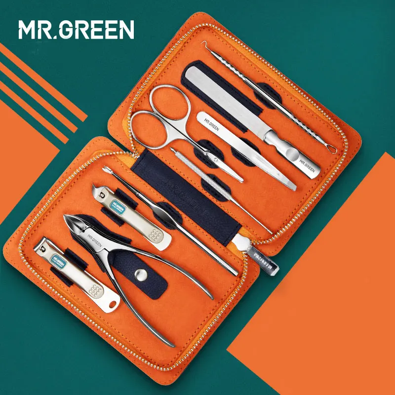 MR. GREEN-9 шт./компл. ногтей, с изображением машинки для стрижки, пинцет для выщипывания, Ножи носок профессиональный маникюрный набор волосок из носа кроя Уход за лошадьми kitmanicure инструменты