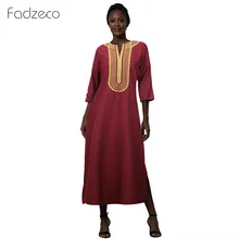 Fadzeco африканские платья для женщин Дашики Базен Riche вышивка, Макси-Платье сексуальное с v-образным вырезом 3/4 рукав длинный в этническом стиле платье
