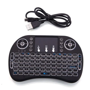 

2.4GHz Receiver Mini i8 Wireless Keyboard Built with Touchpad Warm White LED Backlight Black
