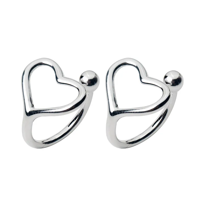 

925 Sterling Silver Heart Clip Earrings For Women Girl Simple Beads Without Piercing Ear Cuff Earrings Earcuff Fashion Jewelry