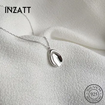 

INZATT Real 925 Sterling Silver Geometry Choker Pendant Necklace For Fashion Women party Fine Jewelry Minimalist Accessories