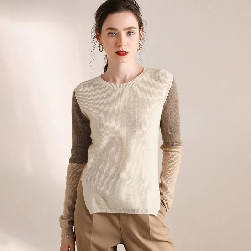 Women's Knitting Jumper Sweater Autumn Winter 100% Cashmere O-neck Long Sleeves Warm Women Female Thickening | Женская одежда