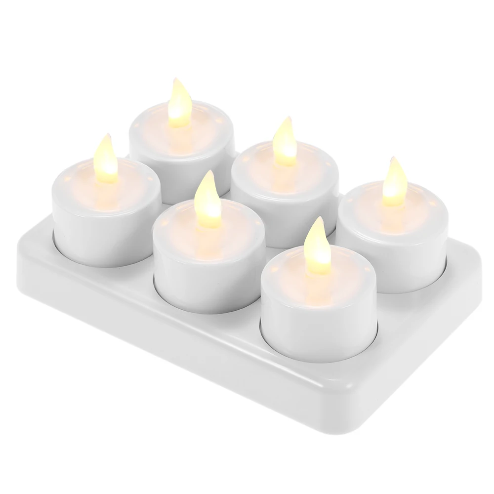 4/6/12 шт. светодиодный Свеча светильник зарядка через usb мерцающие CandlesTea светильник свечи светильник s с дистанционным Управление на день рождения в форме свечи