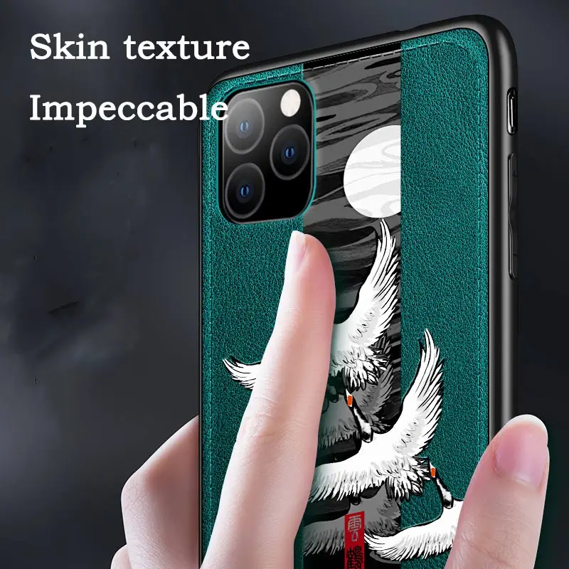 Чехол для iPhone 11 Pro Max 11Pro из искусственной кожи с рельефным узором, противоударный мягкий чехол для iPhone 11 Pro Max