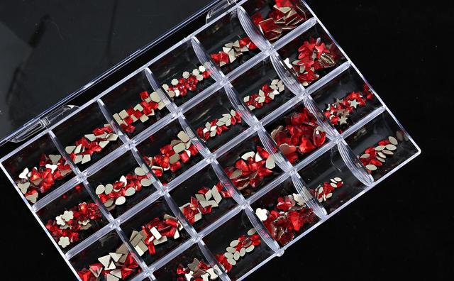 Multi Nail Rhinestones Kit Flatback 240pcs Alloy Charms (Neon,Pink,AB,Blue) Glass Jewelry Nail Art Crystal Box 2022