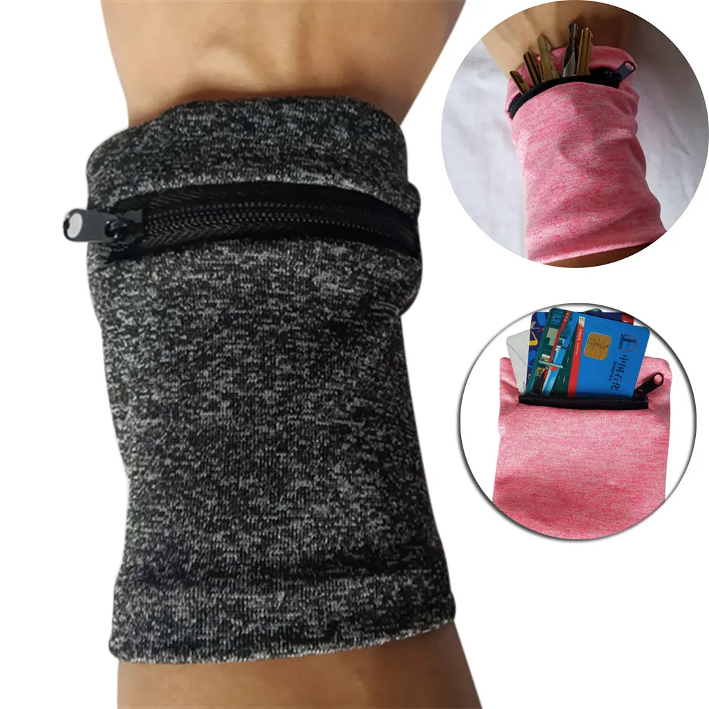 

Solid Multifunctional Outdoor Running Bags Cycling Wrist Band Wallet Safe Storage Wallets Zipper Wrist Ankle Wrap Sport Strap#p4