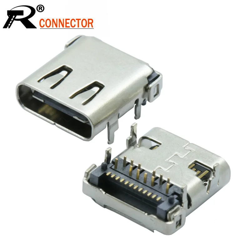 10 шт./лот USB 3 1 Type C 24 контактный разъем гнездо SMD DIP PCB для дизайна DIY высокой токовой