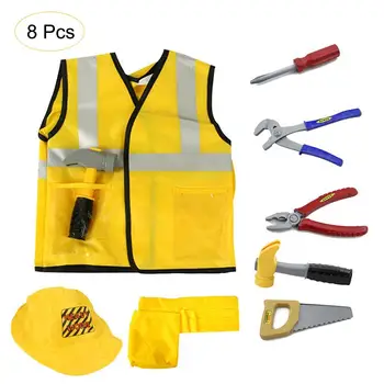 

Construction Worker Fireman Firefighting Costume Role Play House Kit Set Engineering Dress Up Educational Toy Kids Boys Girls