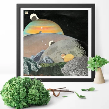 

Canvas Painting Outer Space Retro Collage Psychedelic Art Pop Art Wall Art Poster PrintFor Living Room Decoration No Frame