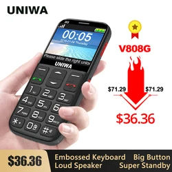 UNIWA – téléphone portable V808G V171, 3G, 2G, clavier anglais et russe, forte torche, bouton poussoir, puissant, 10 jours d'autonomie en veille 