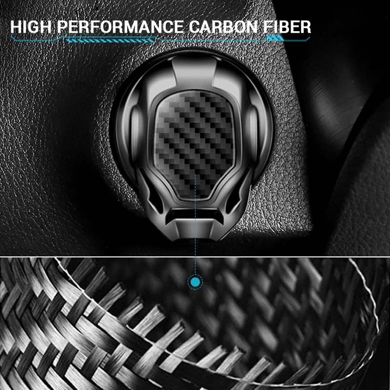 Zinc Alloy Car Engine Button Cover with Carbon Fiber Decorative Lid