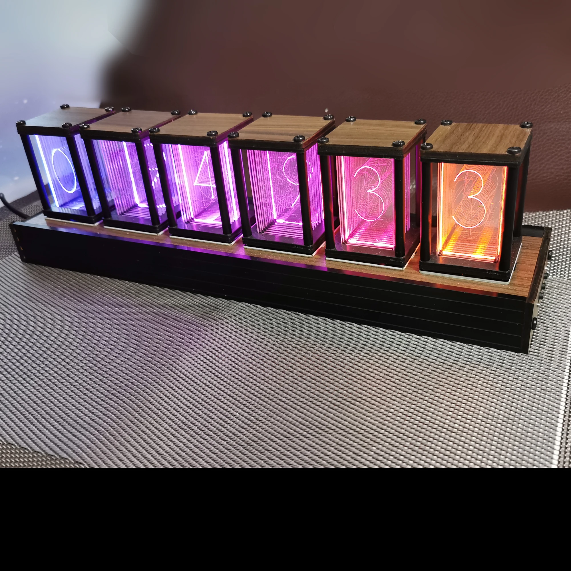 

LED Glow Tube Clock Retro Fate Stone Rgb Pseudo Glow Tube Clock Diy Desktop Ornaments Creative Numbers