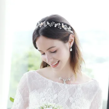 

повязка на голову headband Bride Jewelry Beautiful Flowers Hand-made Bead Headband with Wedding Garment Headdress Hair Jewelry