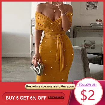

Sexy Off Shoulder Cocktail Party Dresses Women Beading Belted Bodycon Office Dress 2020 Spring Summer Slim Backless Vestidos