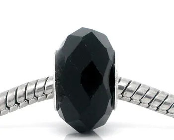

DoreenBeads 20 PCs Black Cut&Faceted Glass Beads Fit European Charm 14x9mm Hole: 4.5mm new