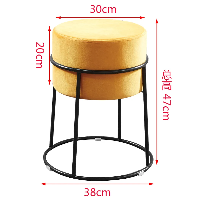 Нордический Железный золотой стул для макияжа, креативный роскошный фланелевый пуф, простой современный пуф, тканевая скамейка для обуви, домашний стул для смены обуви - Цвет: Style 9