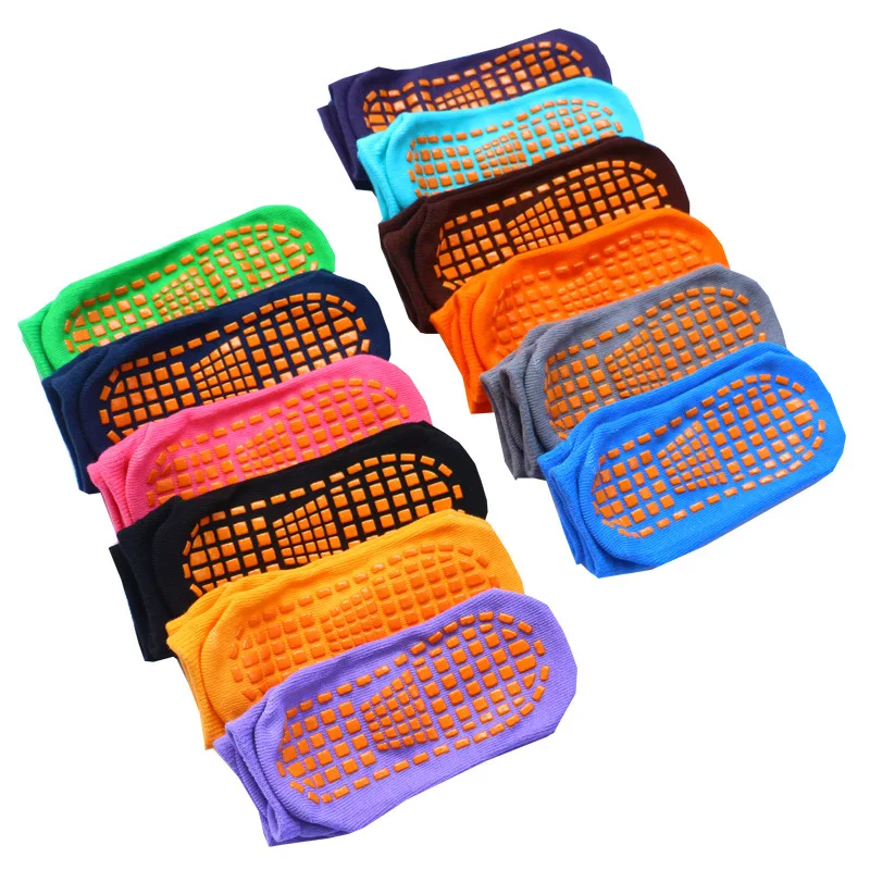 Trampoline socks adult child Home vacation socks anti-slip floor women cotton yoga Foot massage yoga socks 6 Pairs pack