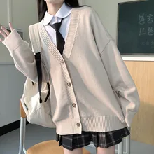 

Japanese Sweetheart College Style Sweety Soft Girly Sweater V-Neck Full Sleeve Kawaii Single Breasted JK Cardigan Sweater Femal
