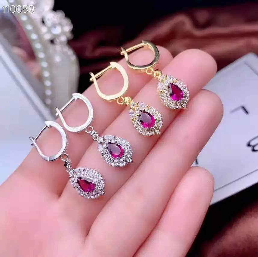 Серьги из натурального граната S925 красивые модные ювелирные изделия для женщин
