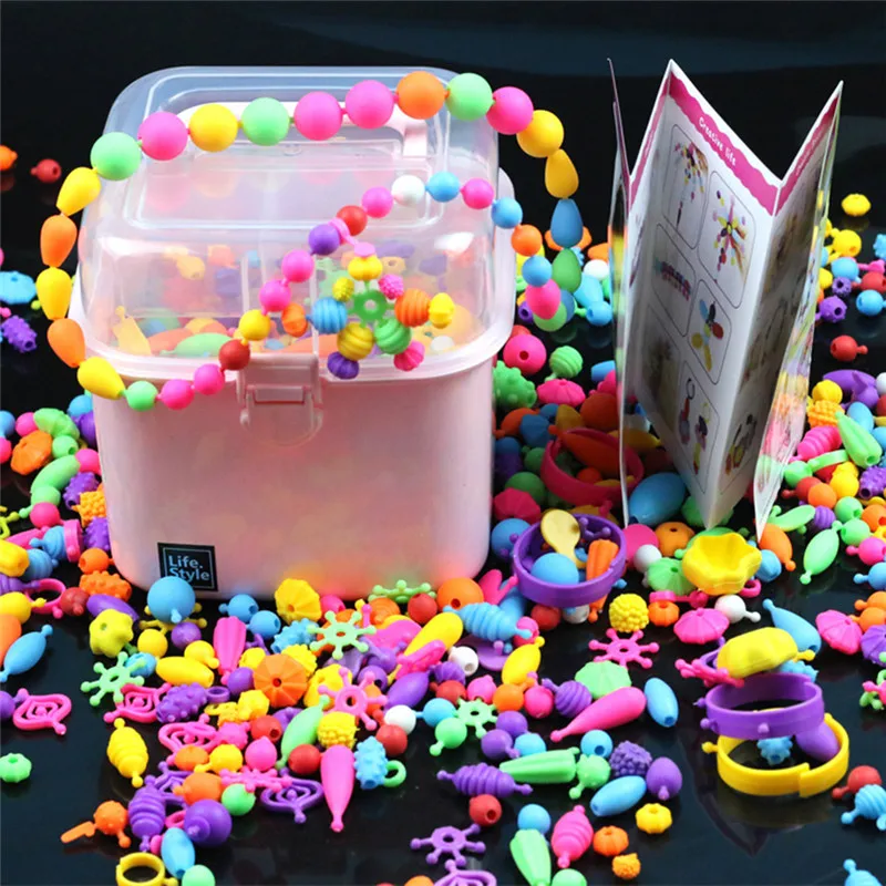 Набор пластиковых акриловых бусин DIY браслеты для девочек игрушки для изготовления ювелирных изделий бисер для детей набор для детей Креативная одежда аксессуары для бусин