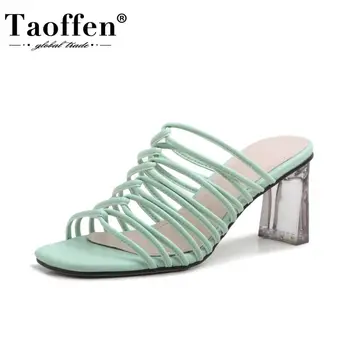 

Taoffen Women Sandals Shoes Fashion Solid Color Shoes Women Special Strange High Heels Slippers Ladies' Footwear Size 33-40