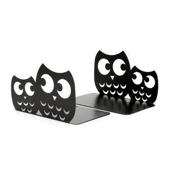 

A Pair of Iron Owl Nonskid Bookends Cute Bookends Art Bookends Decorative Book Organizer (Black)