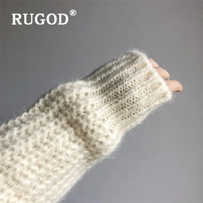 RUGOD полый Однотонный свитер с круглым вырезом пуловер Simplee джемпер Зимние Топы для женщин Элегантный трикотаж размера плюс корейский стиль