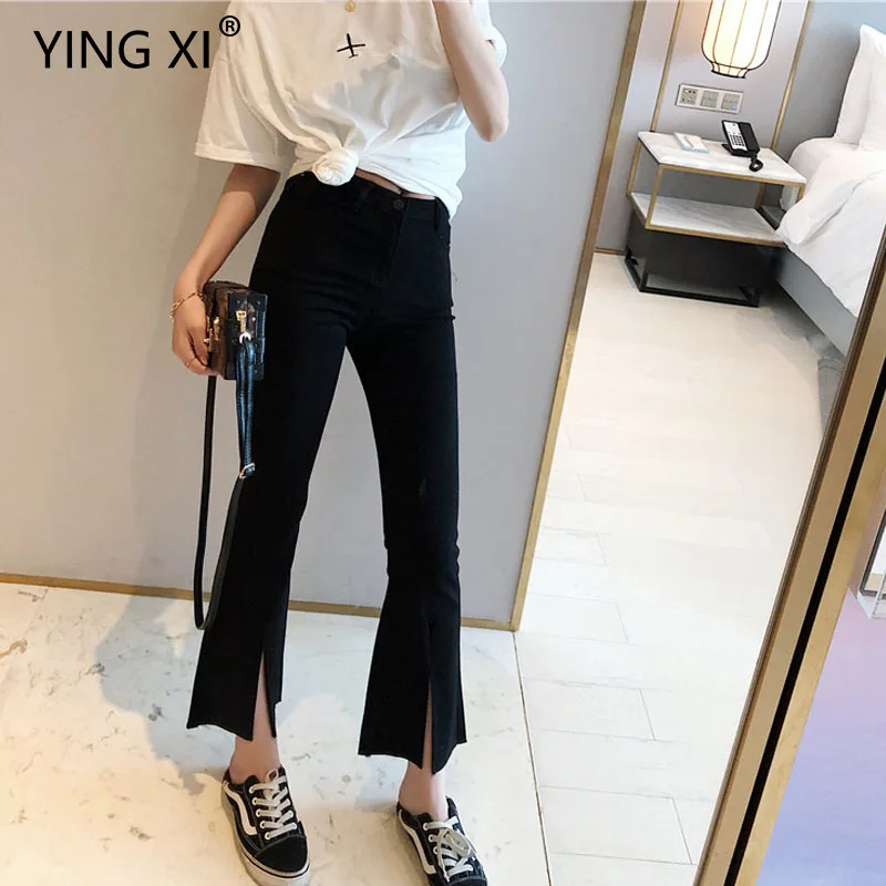 Summer Elastic Force Flare Pants Solid 