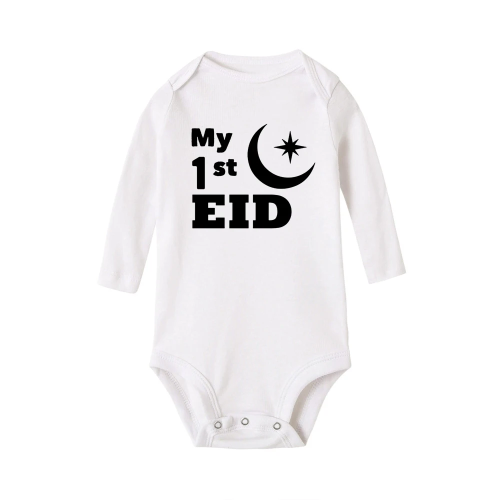 2021 New Baby Long Sleeve Jumpsuit Casual Letter Print My First Eid Girl Boy Rompers Newborn Baby Clothes Hot Sale Baby Gifts Baby Bodysuits cheap Baby Rompers