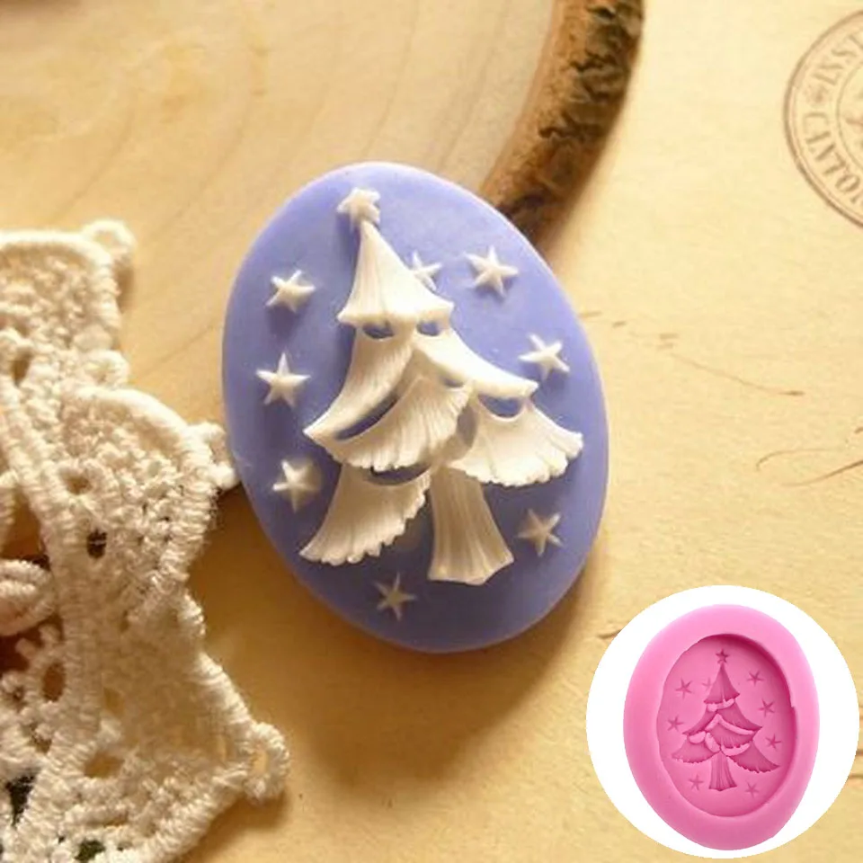 

1pc Christmas Tree Silicone Mold Fondant Mold Chocolate Gumpaste Mold Xmas Molds 3D Baking Cake Decorating Tools Silicone Mold