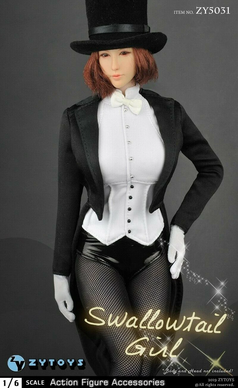 ZYTOYS ZY5031 1/6 женский маскарадный костюм с ласточкиным хвостом 1", одежда для девочек, набор для 12", игрушки, аксессуары