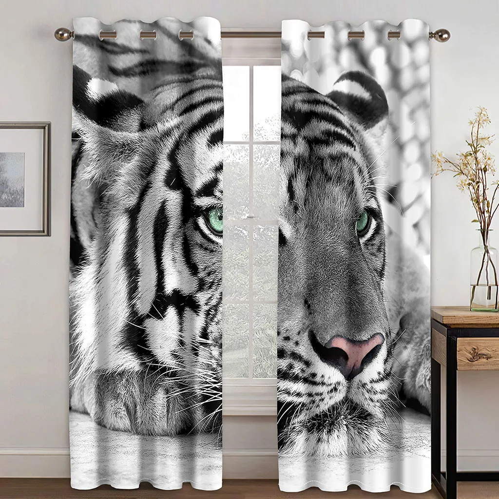 Home Living Room Shading Decorative Curtain Textile Decoration Bedroom Curtains Tiger Pattern 3D Printing | Дом и сад